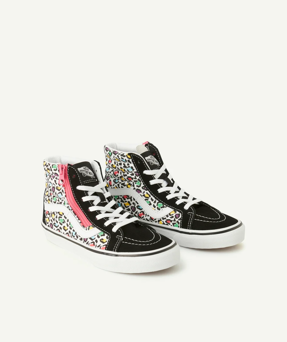 VANSbaskets montantes enfant ski8-hi noir et imprimé léopard coloré
