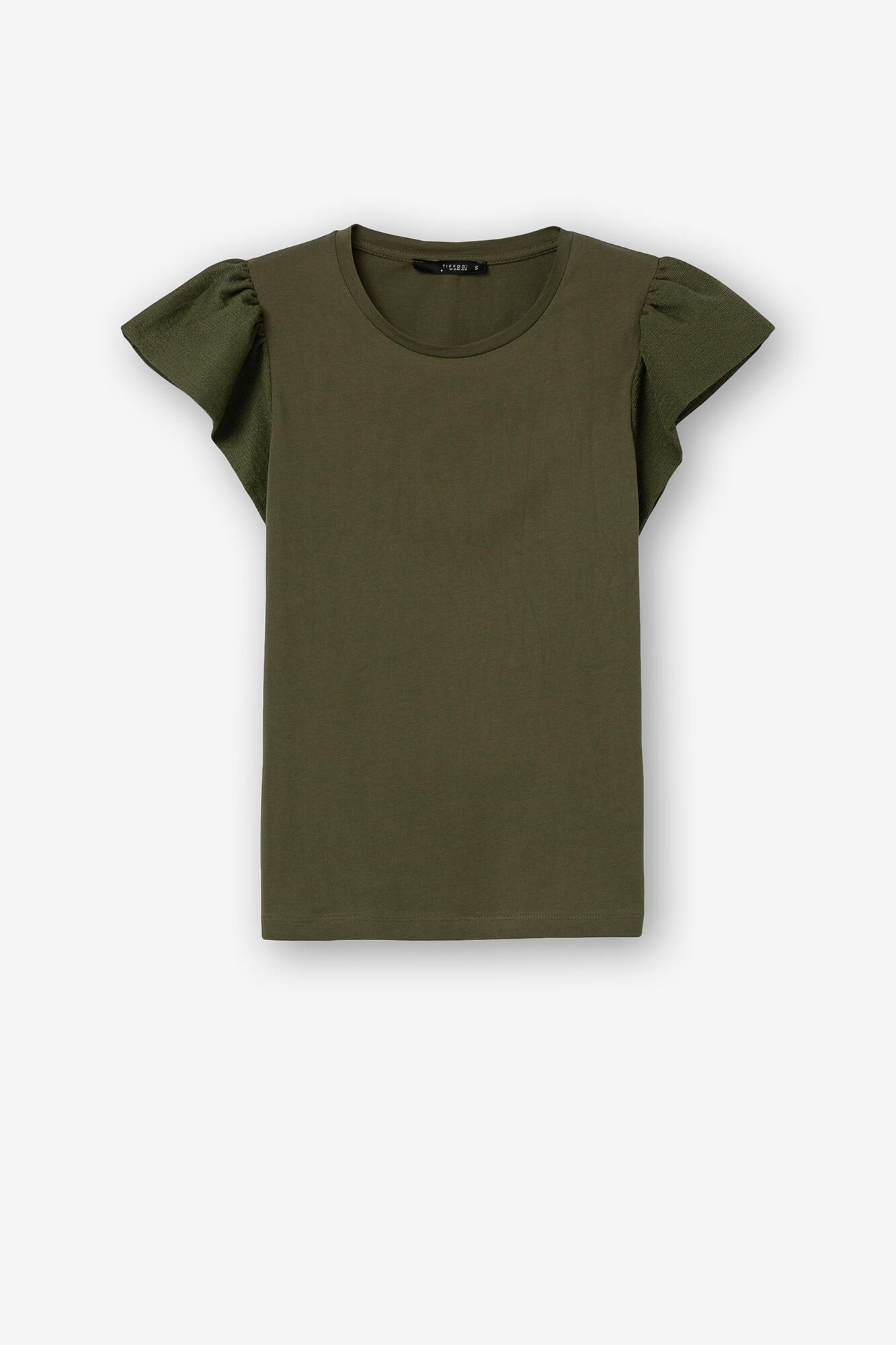 Camiseta com mangas com efeito amassado