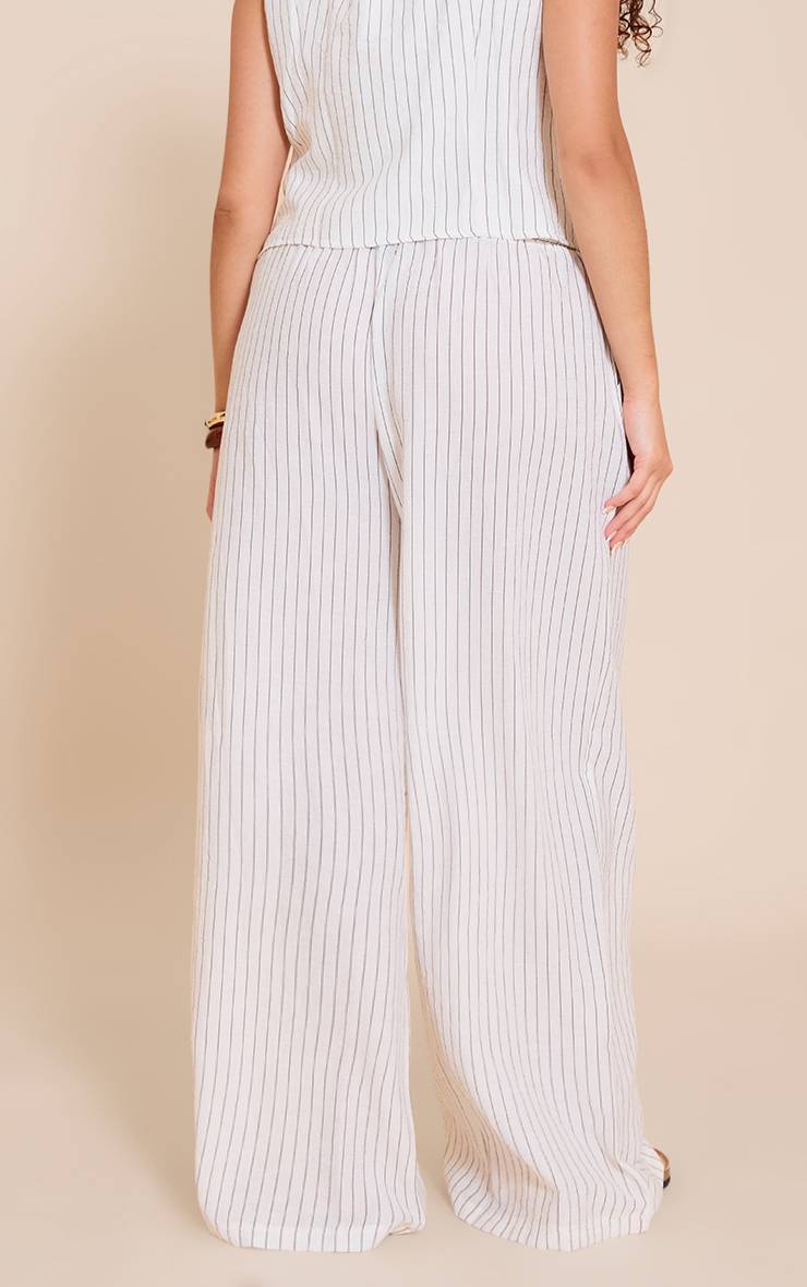 Marron Pantalon Large À Rayures Fines Avec Cordon De Serrage Grande Taille Ensemble Coordonné