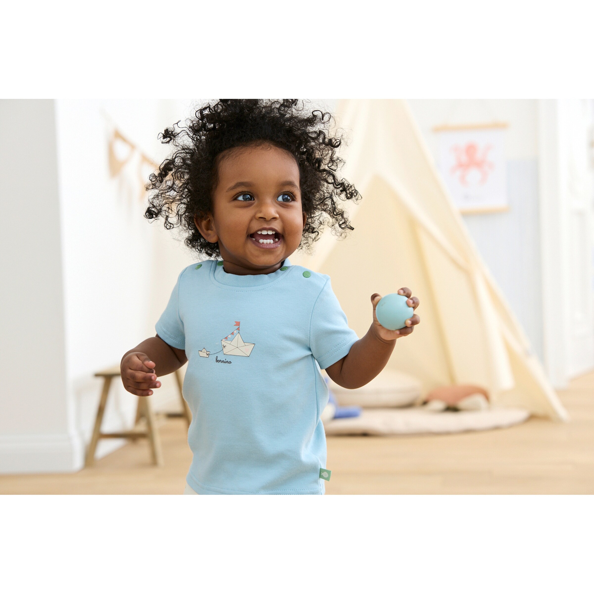 Bornino - Summer Beach T-Shirt Papierboote blau