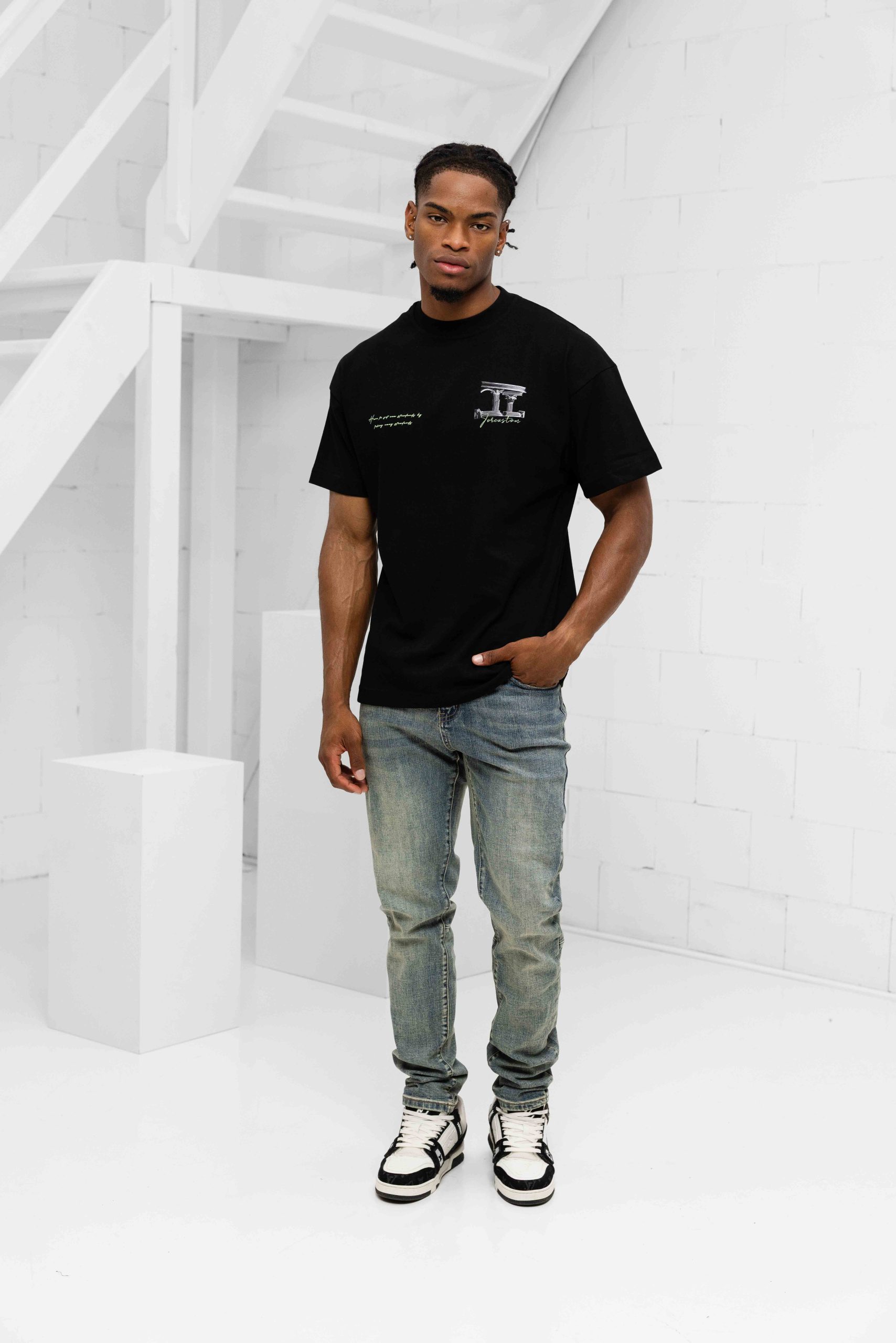 Jorcustom Broken World Loose Fit T-Shirt Heren Zwart