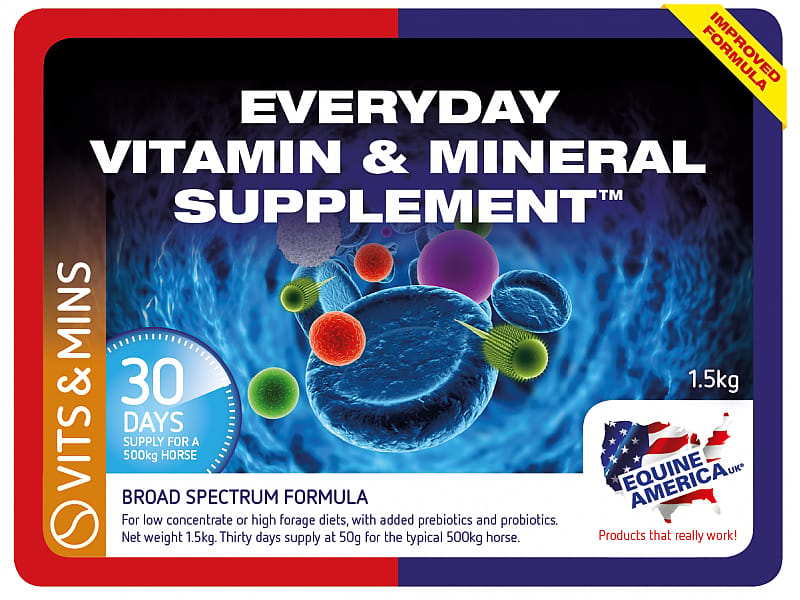 Everyday Vitamin Mineral Supplement Pellets Equine America 1.5 kg