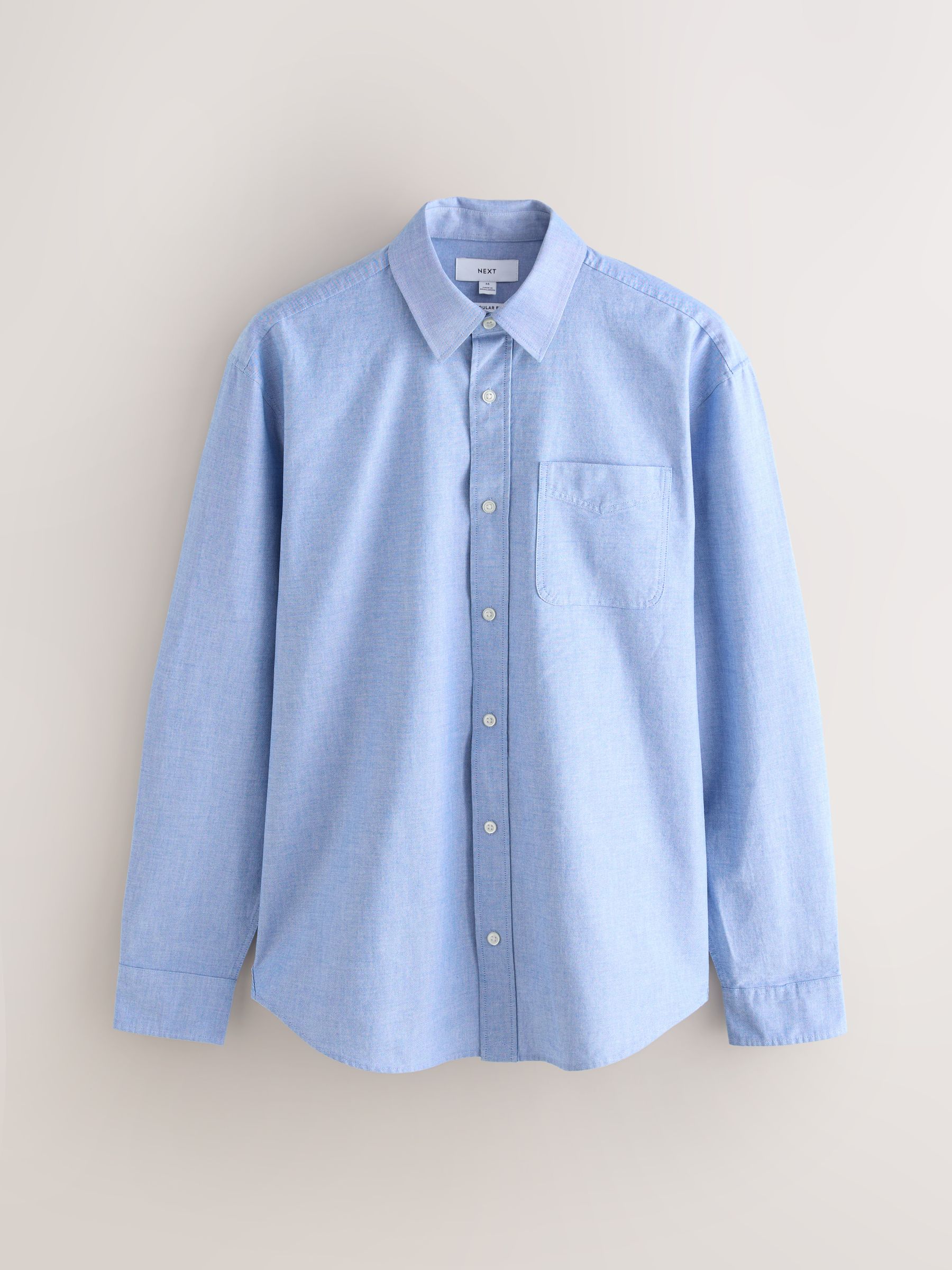 Lichtblauw - Slim Fit - Oxford-hemd met lange mouwen