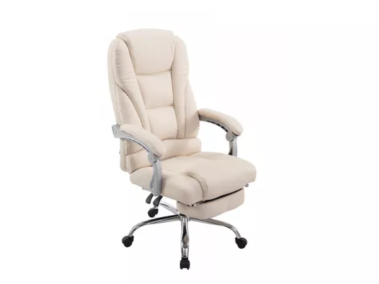 Chaise de bureau - Similicuir & Métal chromé - Crème - Pacific