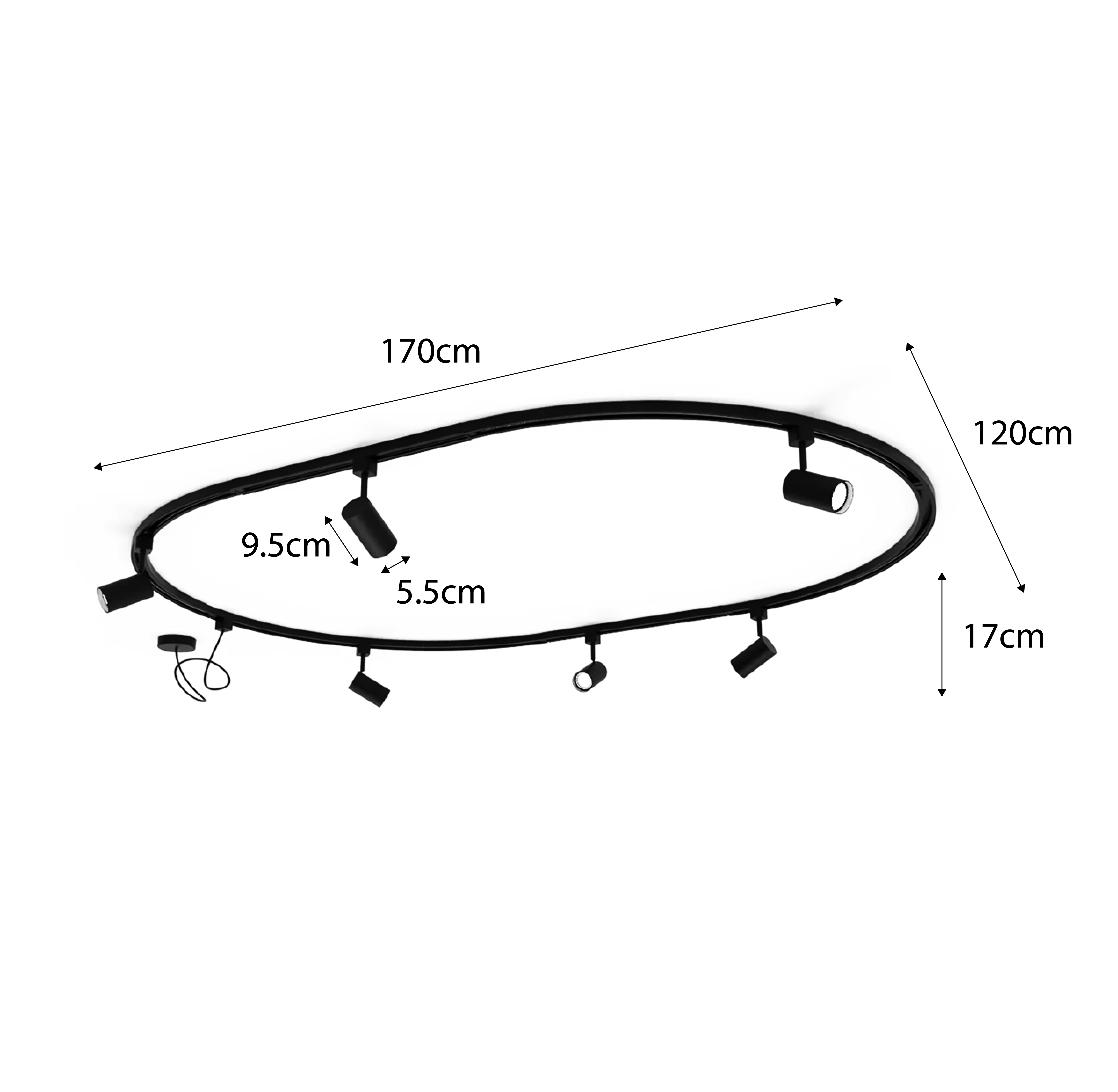 Modern railsysteem met 6 spots wit 1-fase ovaal 100cm - Iconic Jeana