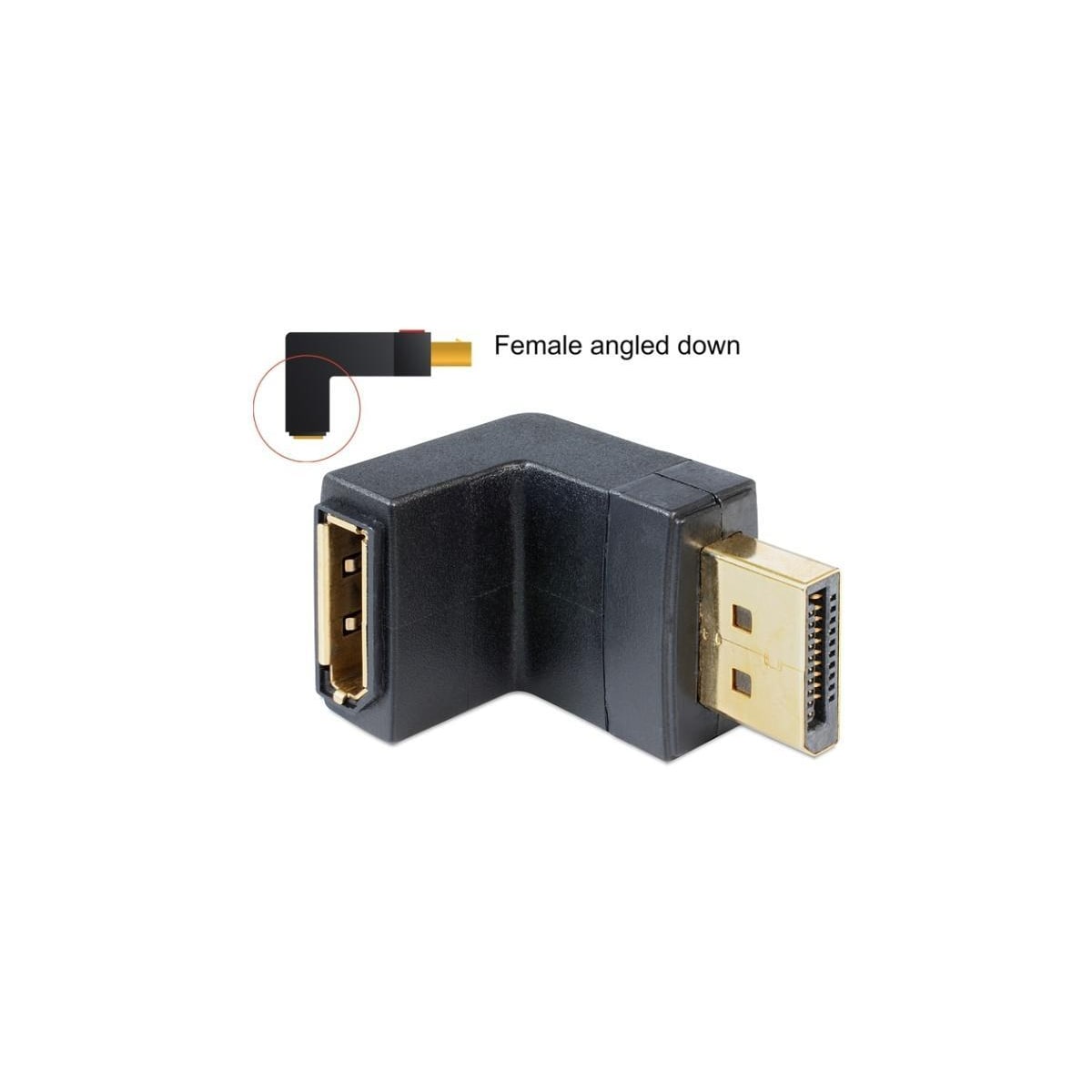 DeLOCK adapter, DisplayPort ho til DisplayPort ha, vinklet, svart
