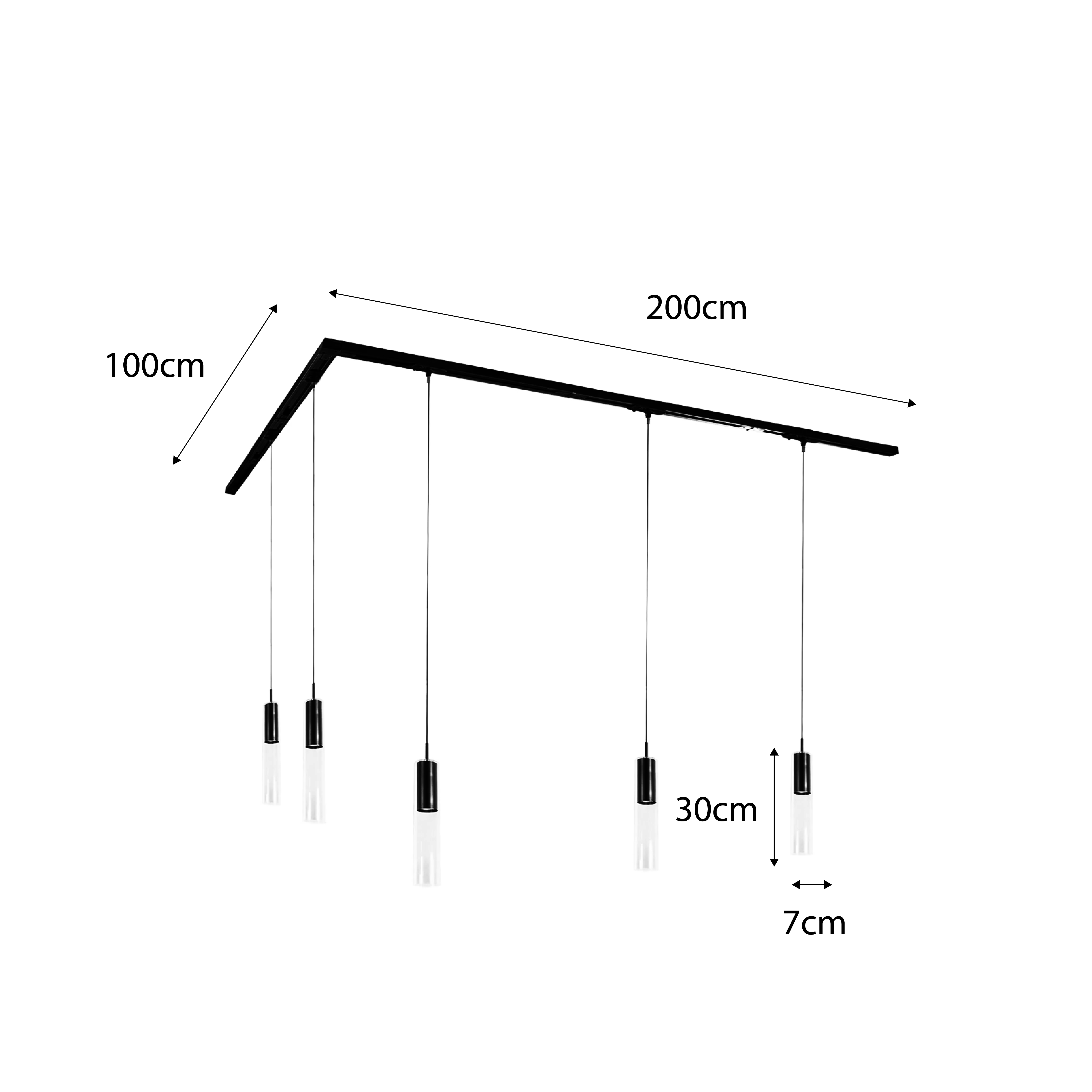 Modern railsysteem met 5 hanglampen gunmetal 1-fase - Iconic Lloyd