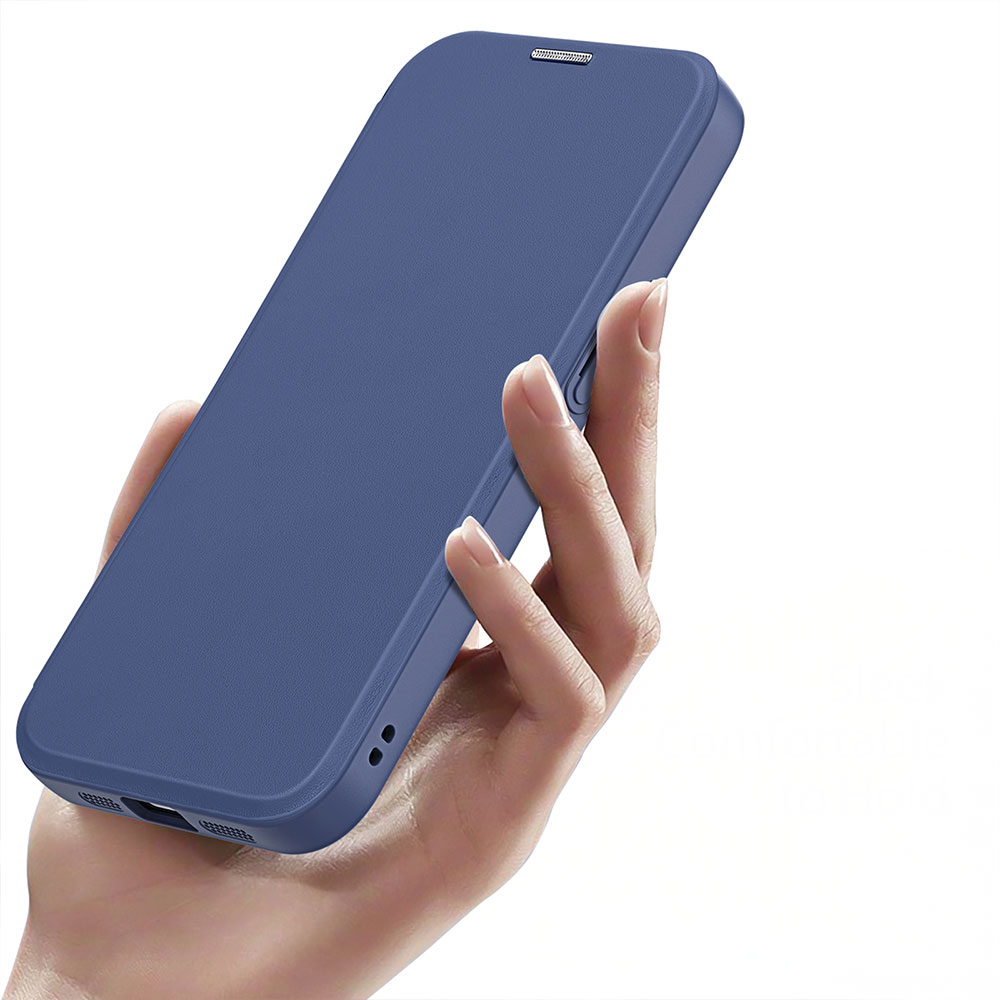 iPhone 16e MagSafe Hybrid Leder Tasche   Kunststoff Rückseite - Blau / Transparent