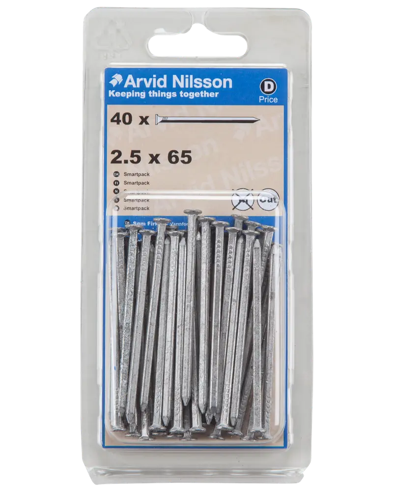Arvid Nilsson Søm firkantet 2,5 x 65 mm 40-pak