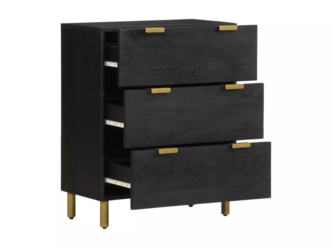 Buffets 2 pcs noir 60x33x75 cm bois d'ingénierie