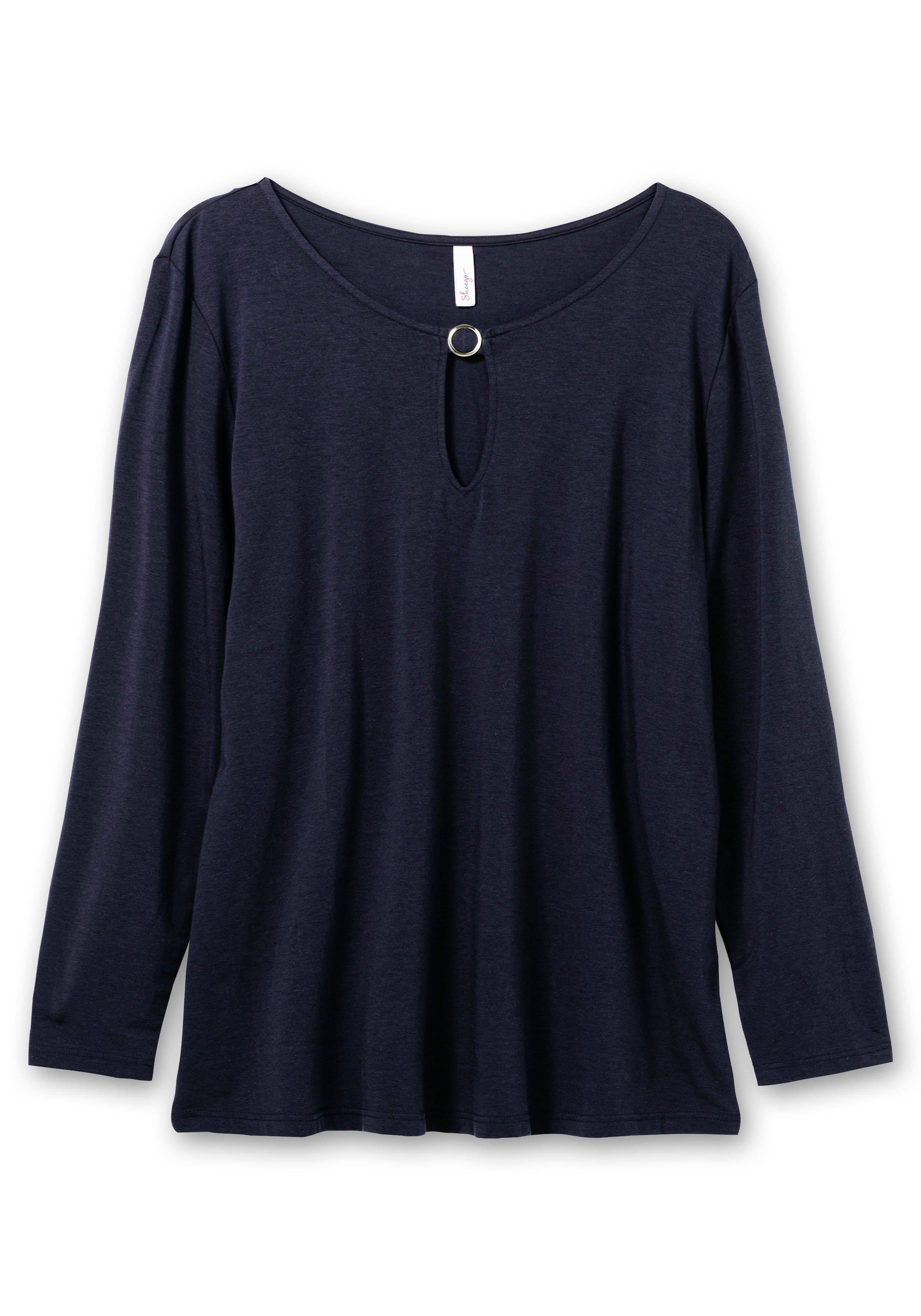 Langarmshirt mit Cut-out und Zierschnalle