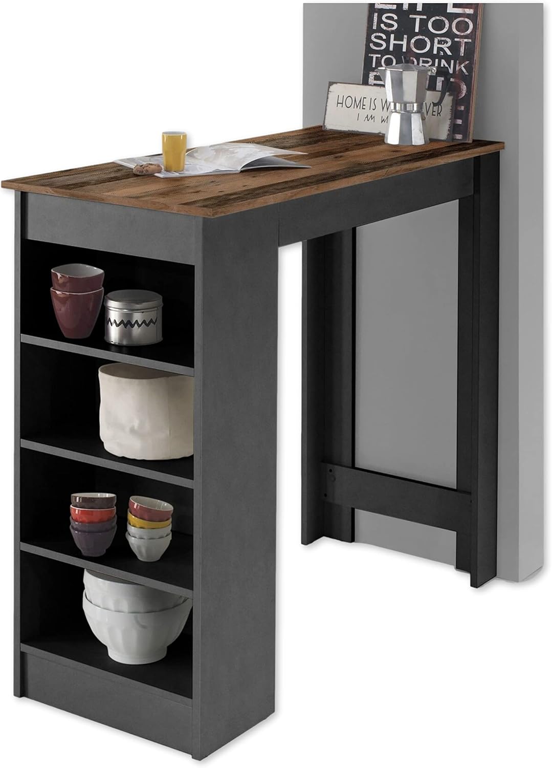 DEINE TANTE EMMA 83-694-X8 Mojito Old Style/Betonoxid grau Bartisch Stehtisch Bistrotisch Küchentisch Anstelltisch ca. 115 x 103 x 50 cm
