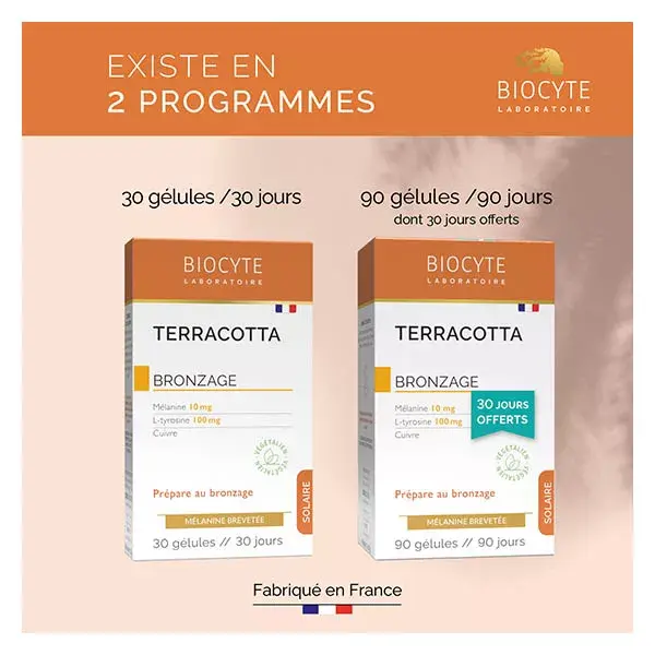 Biocyte Terracotta Tanning Melanin L-tirosine Copper 30 cápsulas