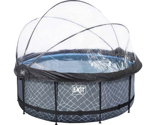 EXIT StonePool ronde opzetzwembadset Ø 360x122 cm inclusief zandfiltersysteem, afdekking & ladder, steenlook