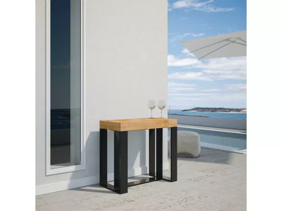 Console Extensible 90x40/190 cm Futura Small Sapin Teinté cadre Anthracite