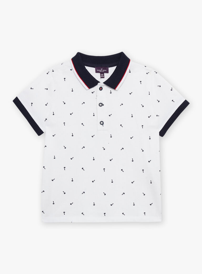 Polo écru à imprimé palmiers