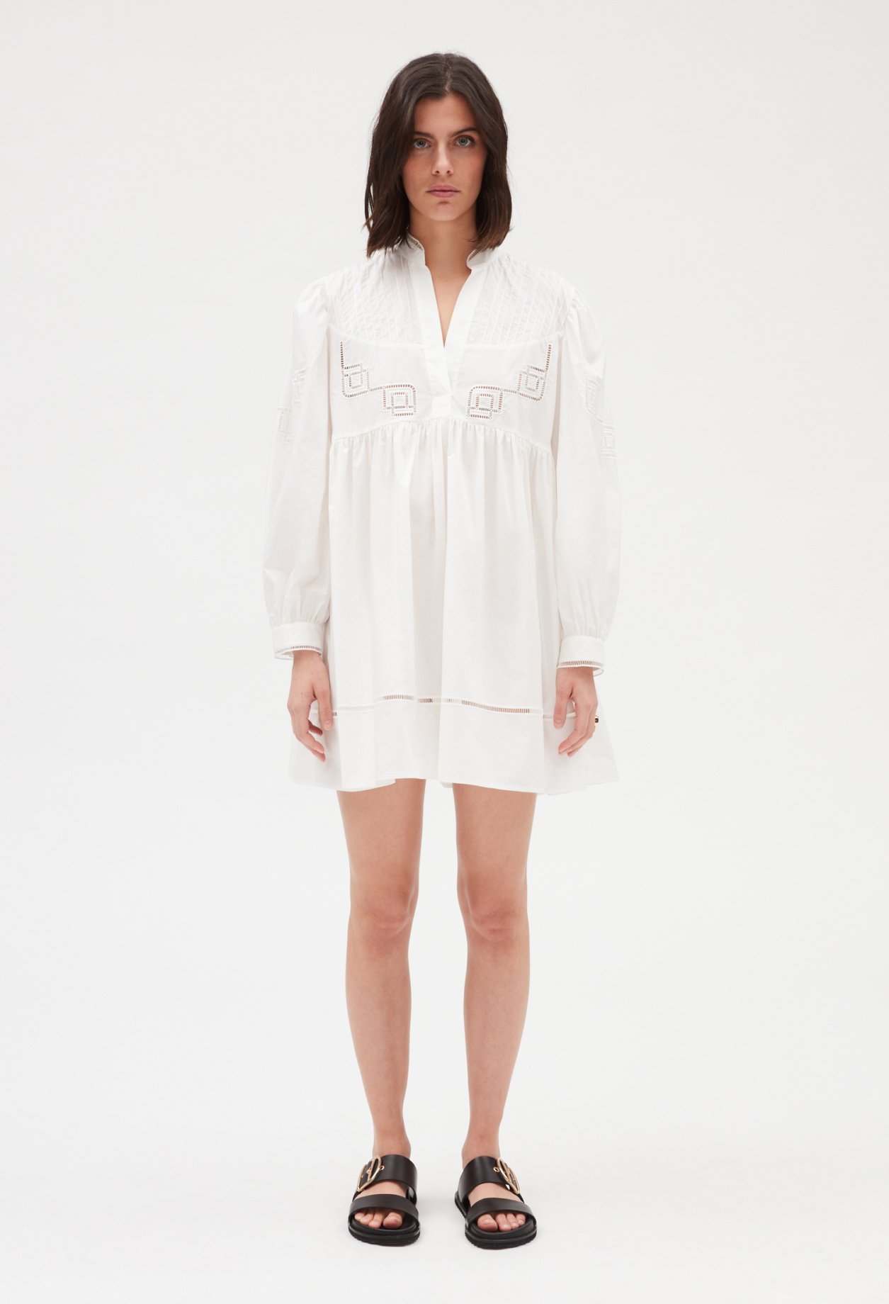Robe courte coton brode blanc