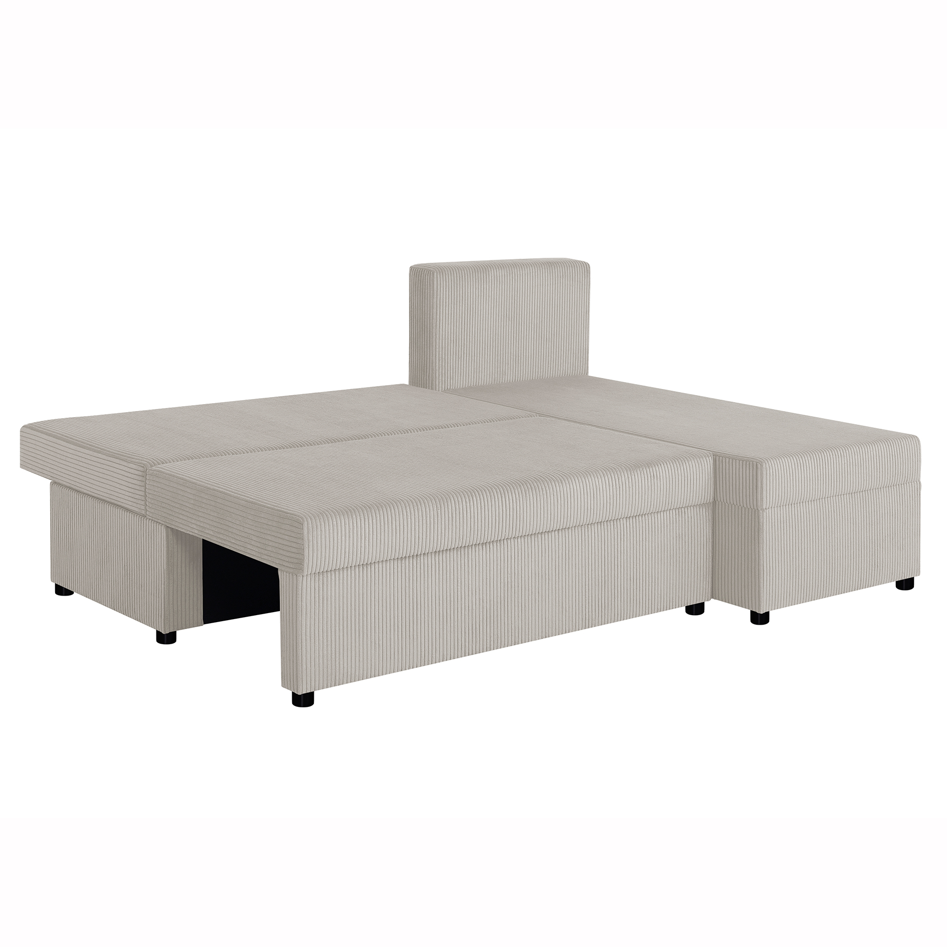 Ecksofa - creme - Cord - mit Liegefunktion