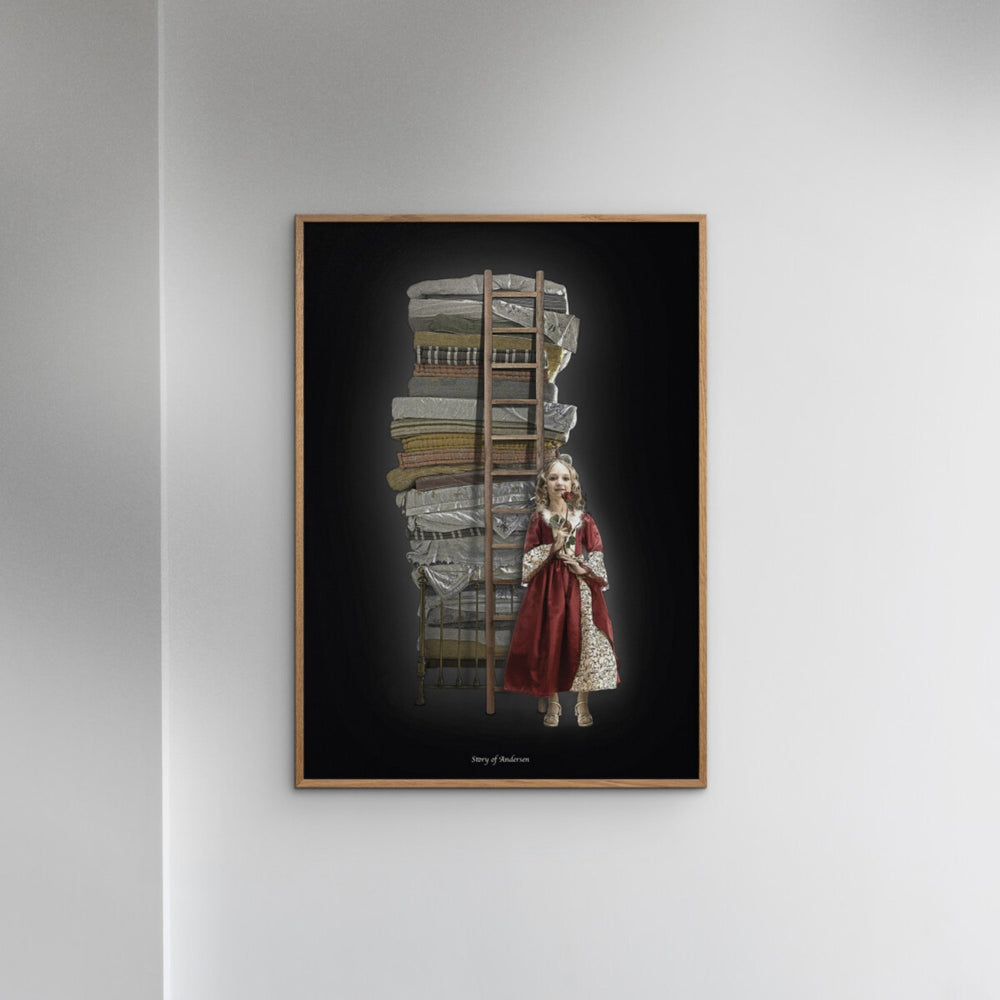 Køb Poster & Frame Story Of Andersen - Prinsessen På Ærten - Hvid/Sort Baggrund