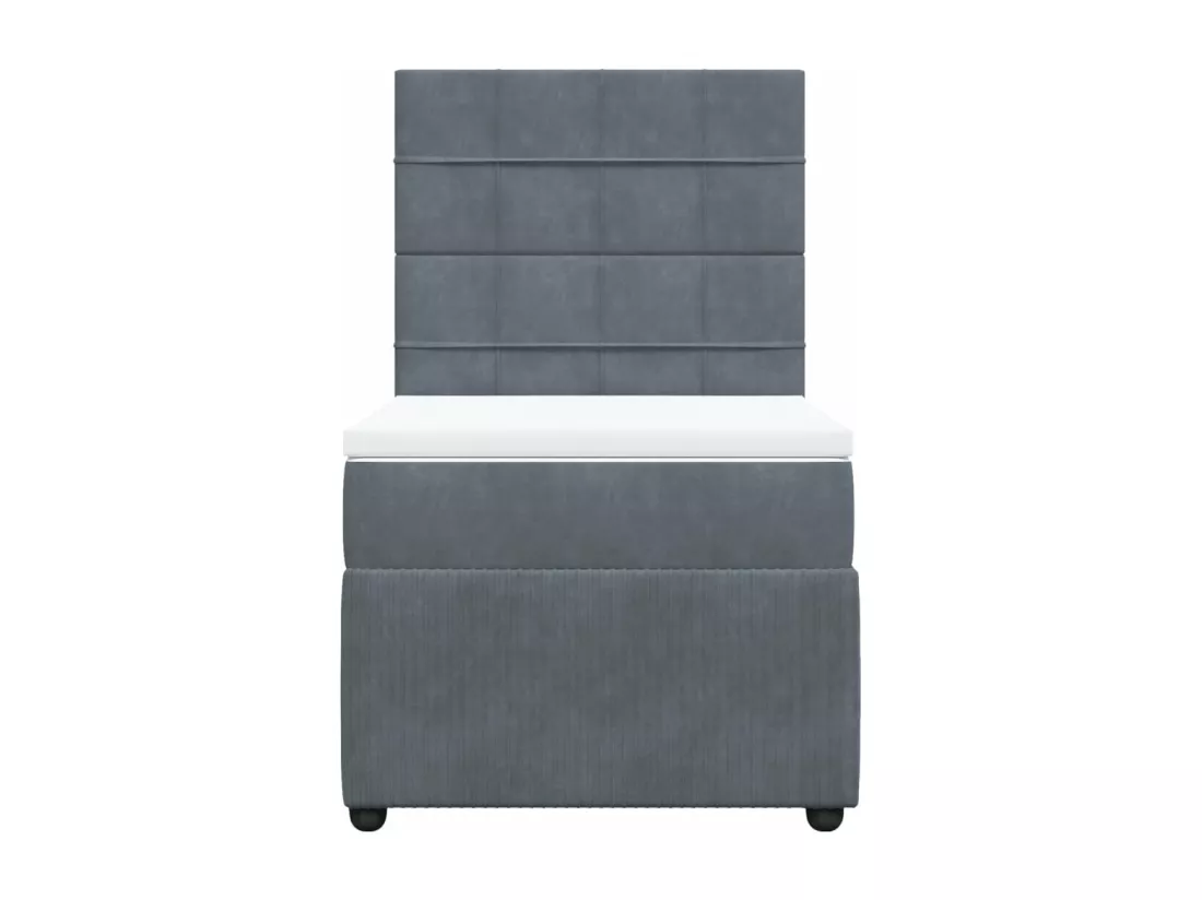 Sommier à lattes de lit et matelas Gris foncé 90x190 cm Velours