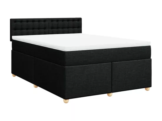 Sommier à lattes de lit avec matelas Noir 160x200 cm Tissu