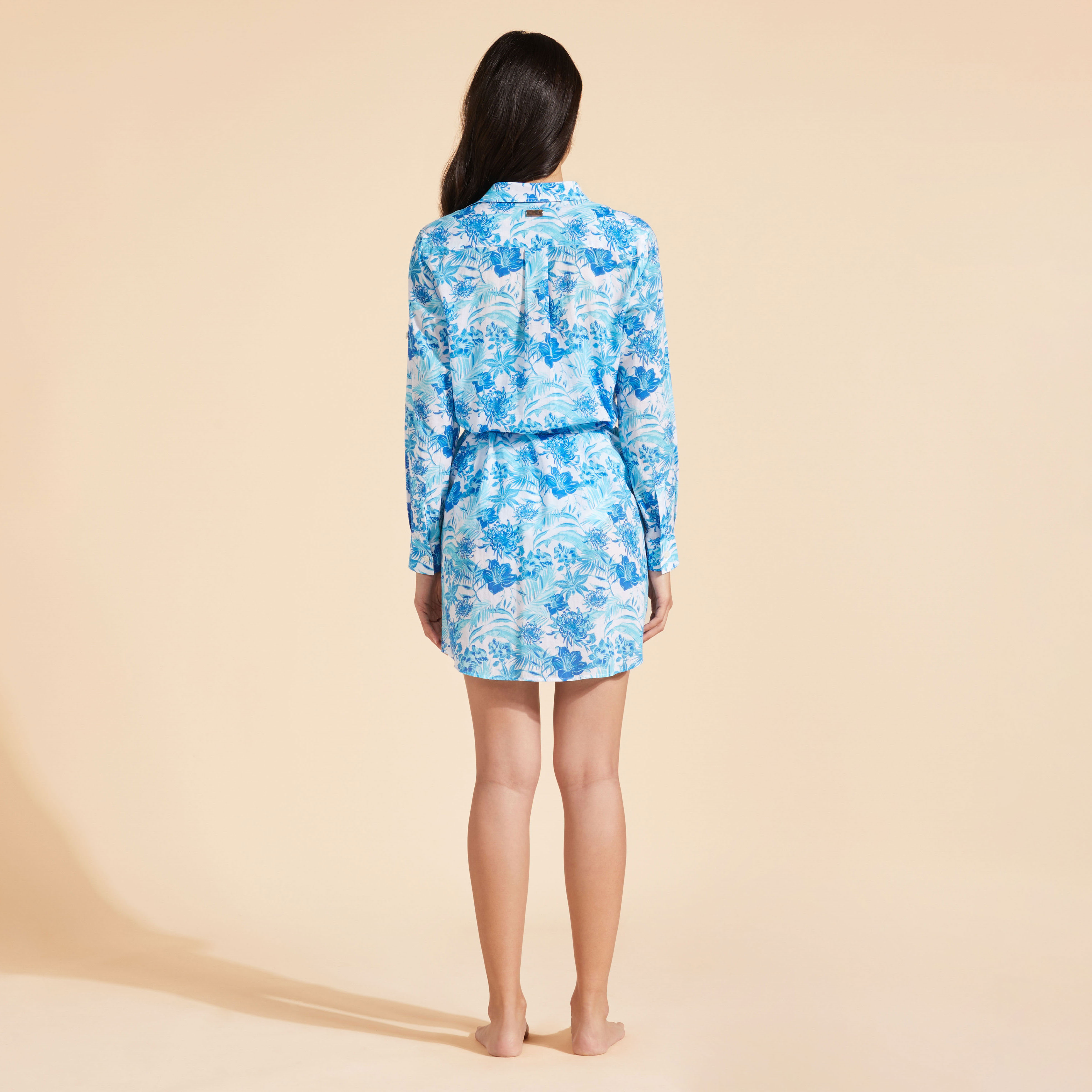 Robe Chemise en Voile de Coton Organique Femme Tahiti Flowers
