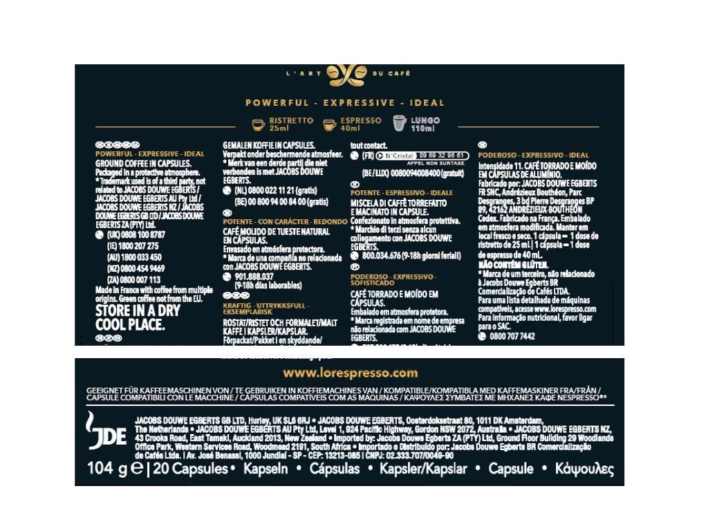 CÁPSULAS L'OR RISTRETTO 20UN