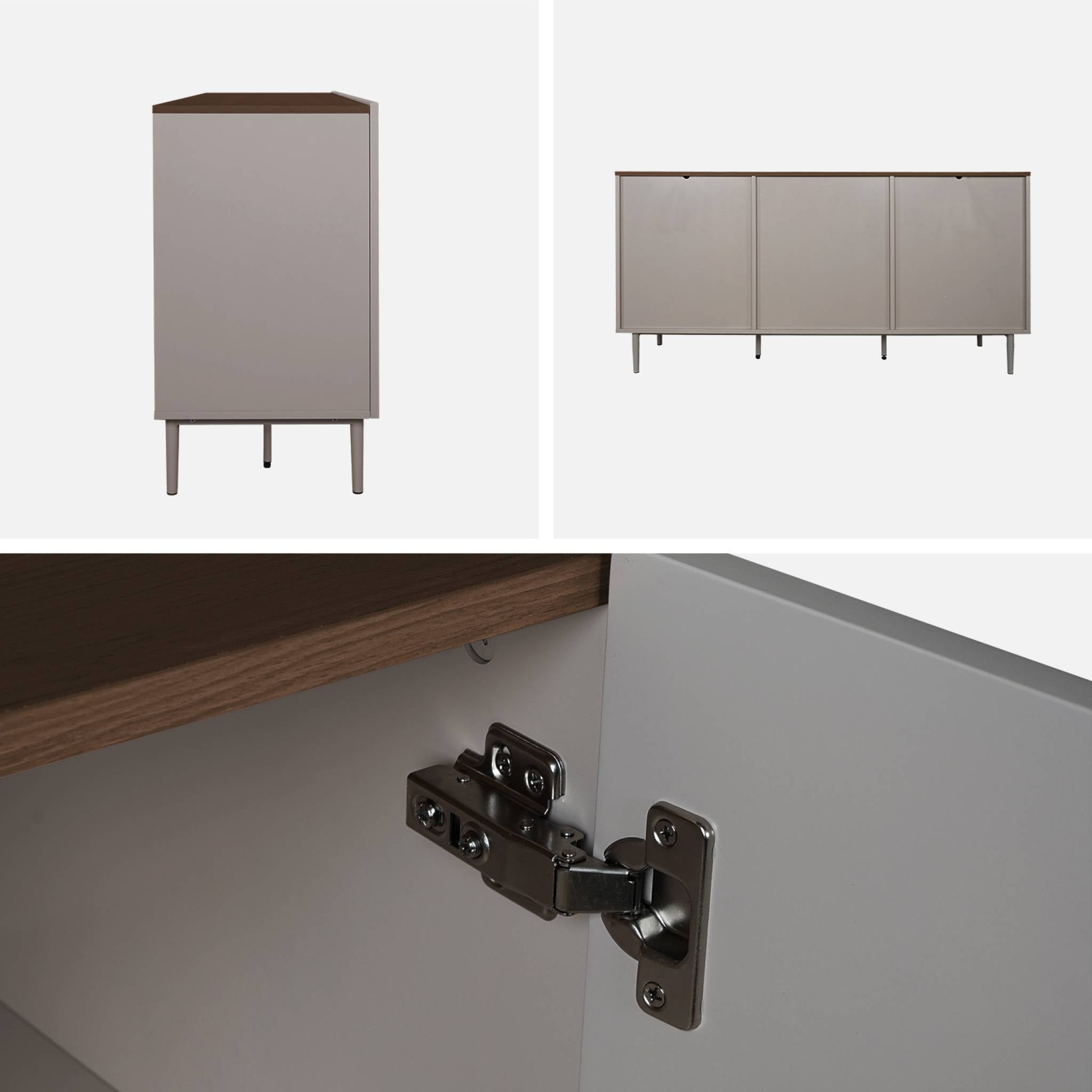 sweeek - Dressoir met 3 deuren metaal en houtdecor 150cm