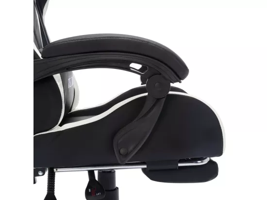 Fauteuil de jeux vidéo avec LED RVB Blanc et noir Similicuir