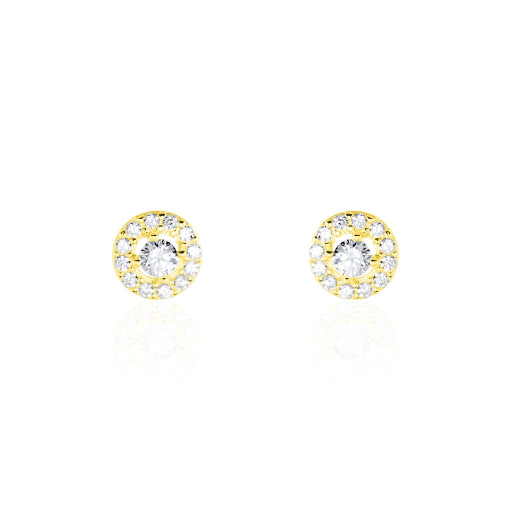Boucles D'oreilles Puces Tahera Or Jaune Oxyde De Zirconium
