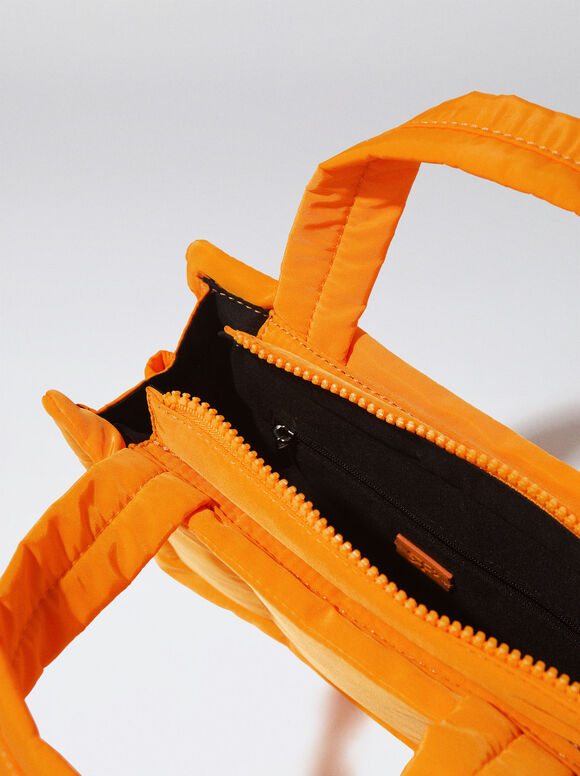 Bolsa de compras acolchoada em nylon - Laranja