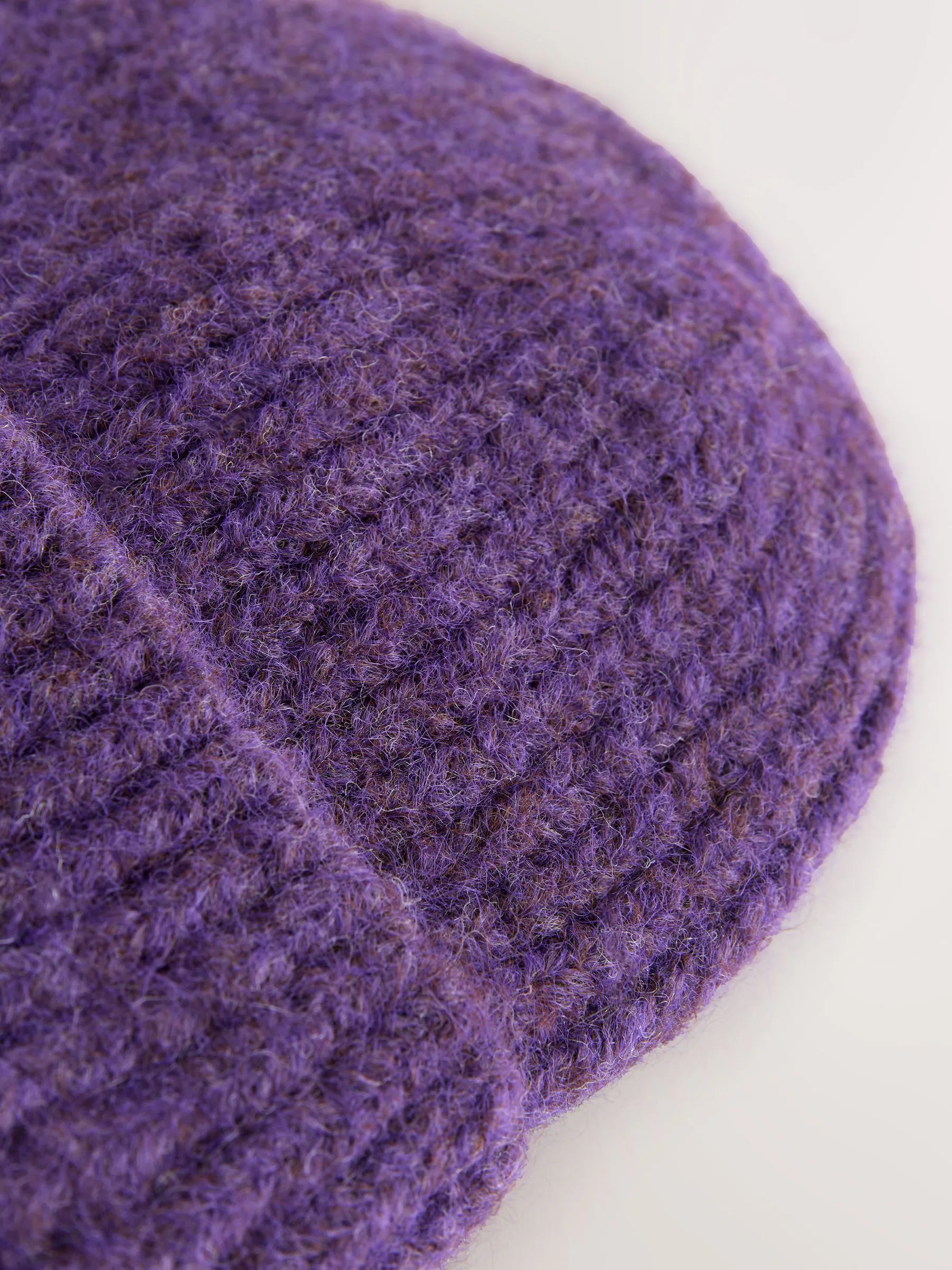 Paars - Geribbelde beanie-muts met wol