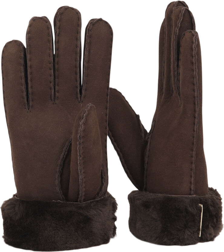 Lovelies KELLY - GLOWES - SHEEP SKIN W/ SHEARLING CUFF Chocolate