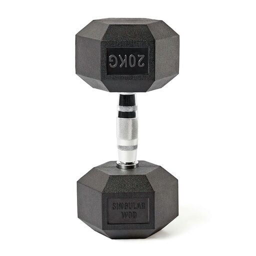 Treino individual com halteres hexagonais de 20 kg