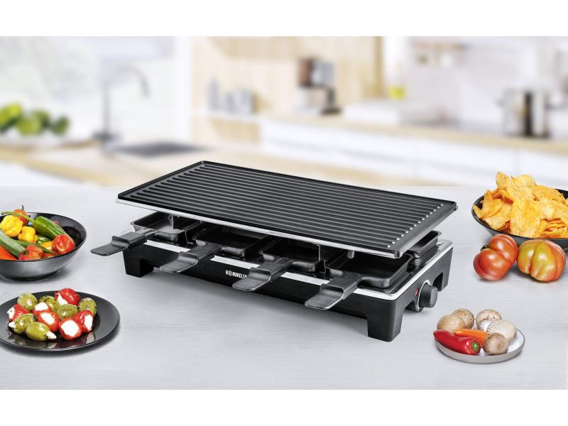 Rommelsbacher Racletteofen RCS 1350 8 Personen Raclette Grill mit zwei Wendegrillplatten