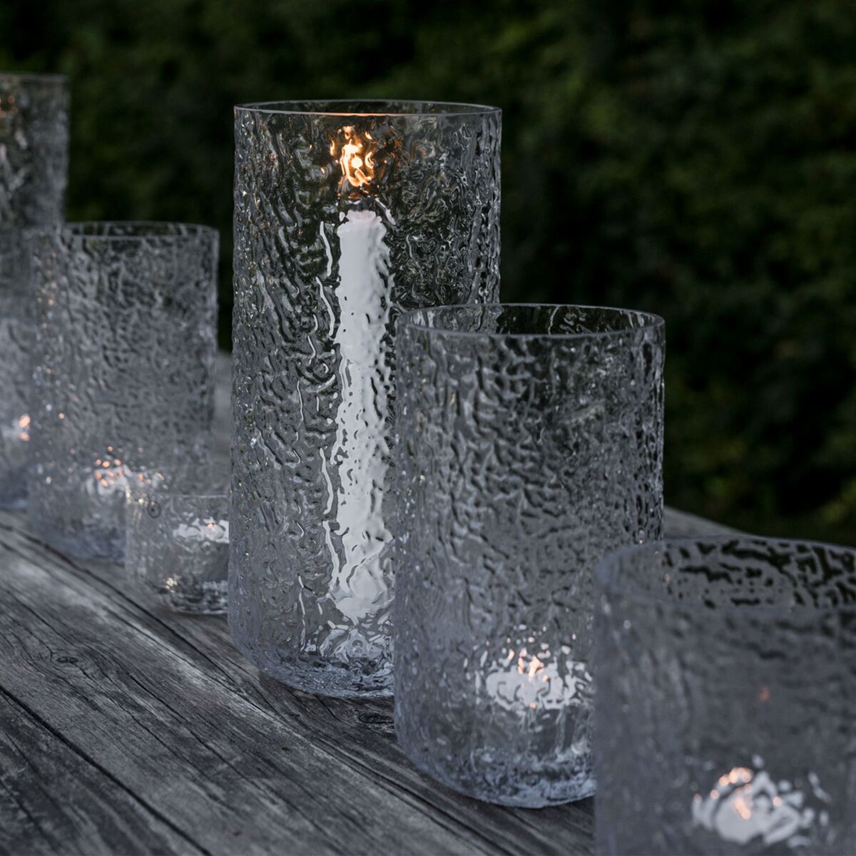 Lyslykt 25 cm, mønstret glass