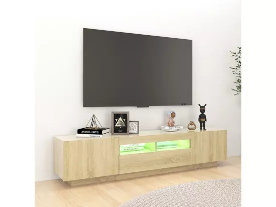Meuble TV avec lumières LED Chêne sonoma 180x35x40 cm