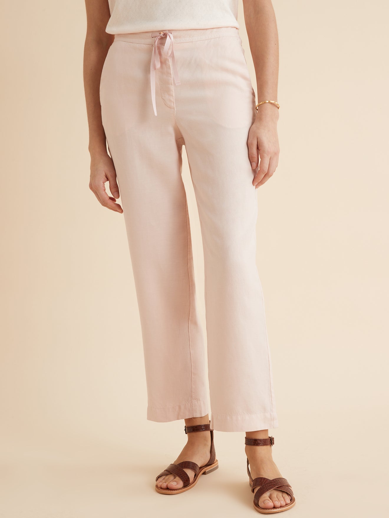 Pantalon lyocell et lin femme taille élastiquée