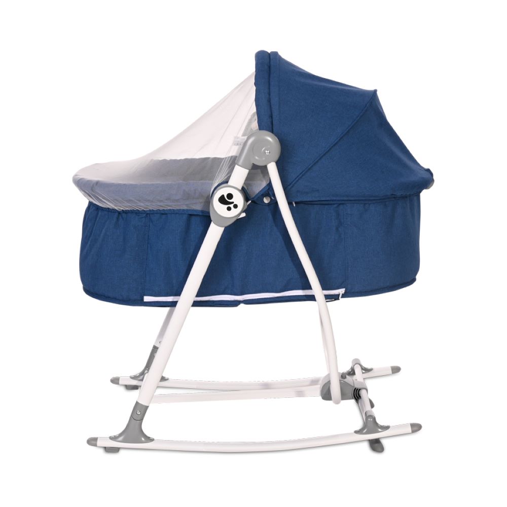Lorelli Babywiege manuell Alicante 2 in 1 Babywippe Moskitonetz Sonnendach Gurt blau