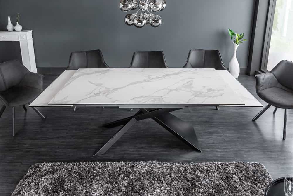Ausziehbarer Esstisch EUPHORIA 180-220-260cm Marmor weiß Keramik made in Italy