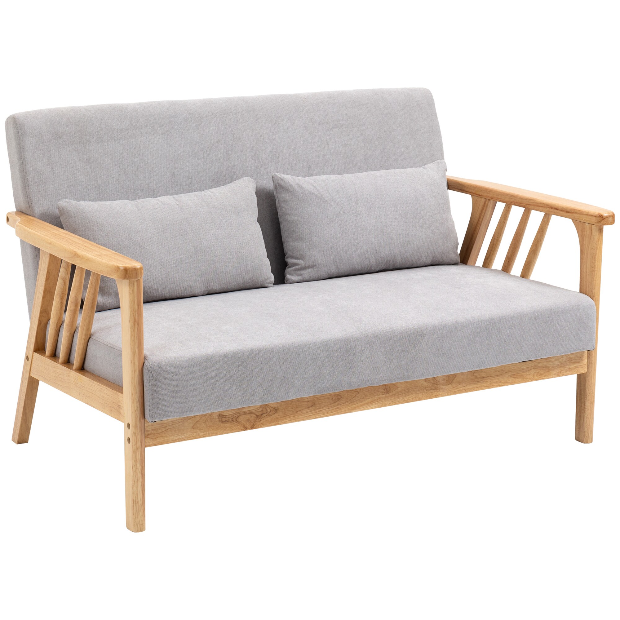 HOMCOM 2er Polstersitzbank mit 2 Zierkissen grau 130L x 75B x 78H cm