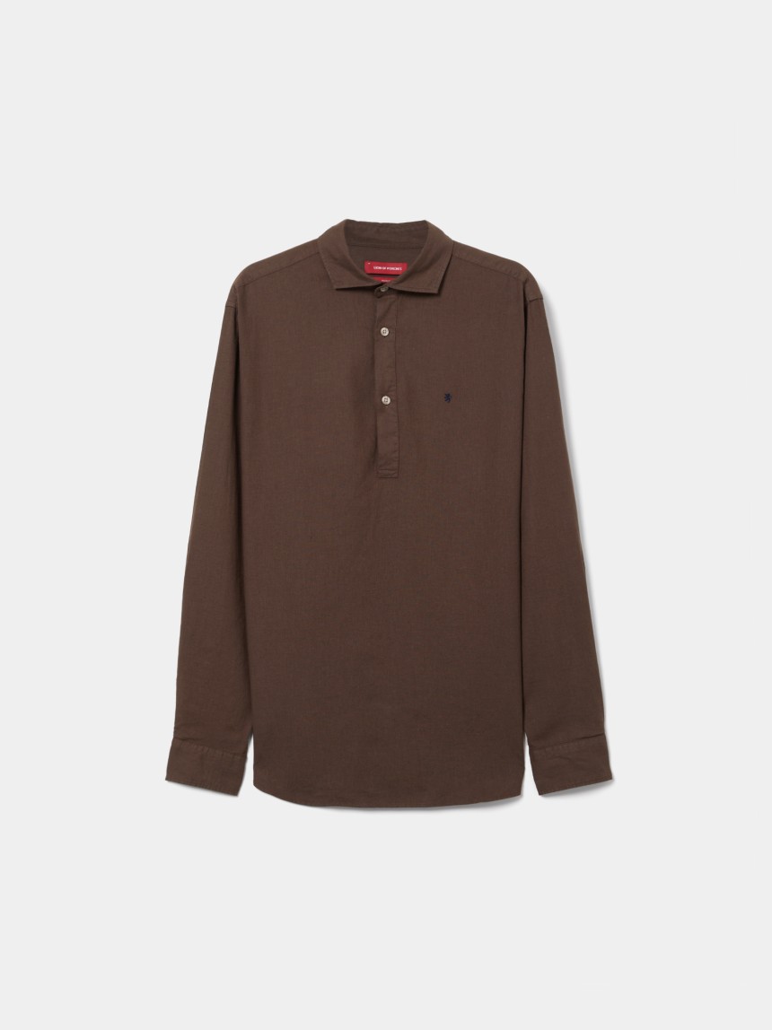 Camisa polo em linho e algodão