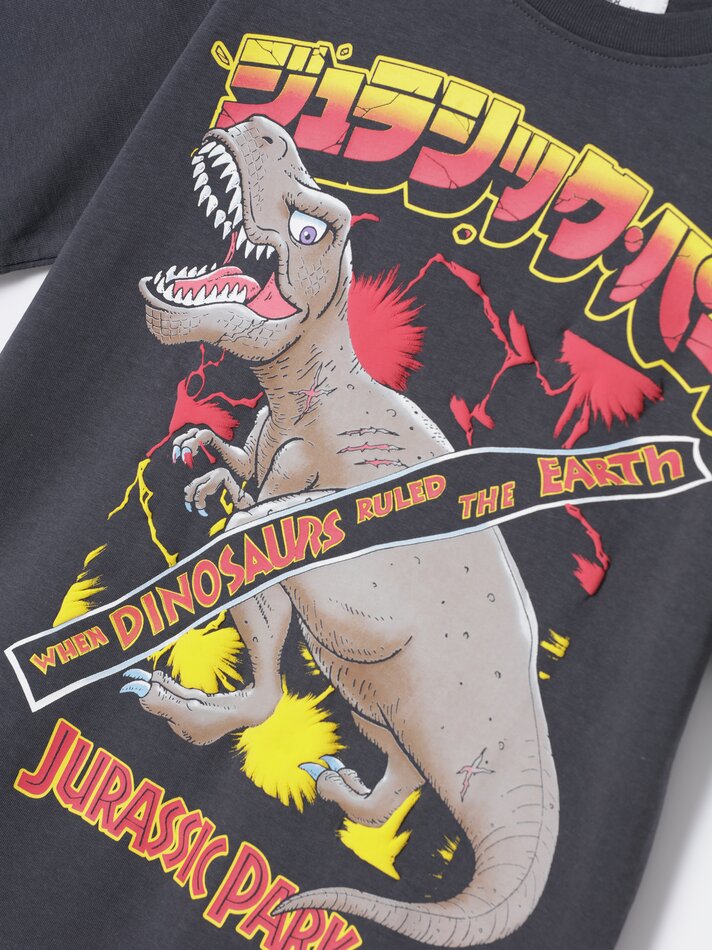 Camiseta Junassic Park Universal Print - Cinza Antracite