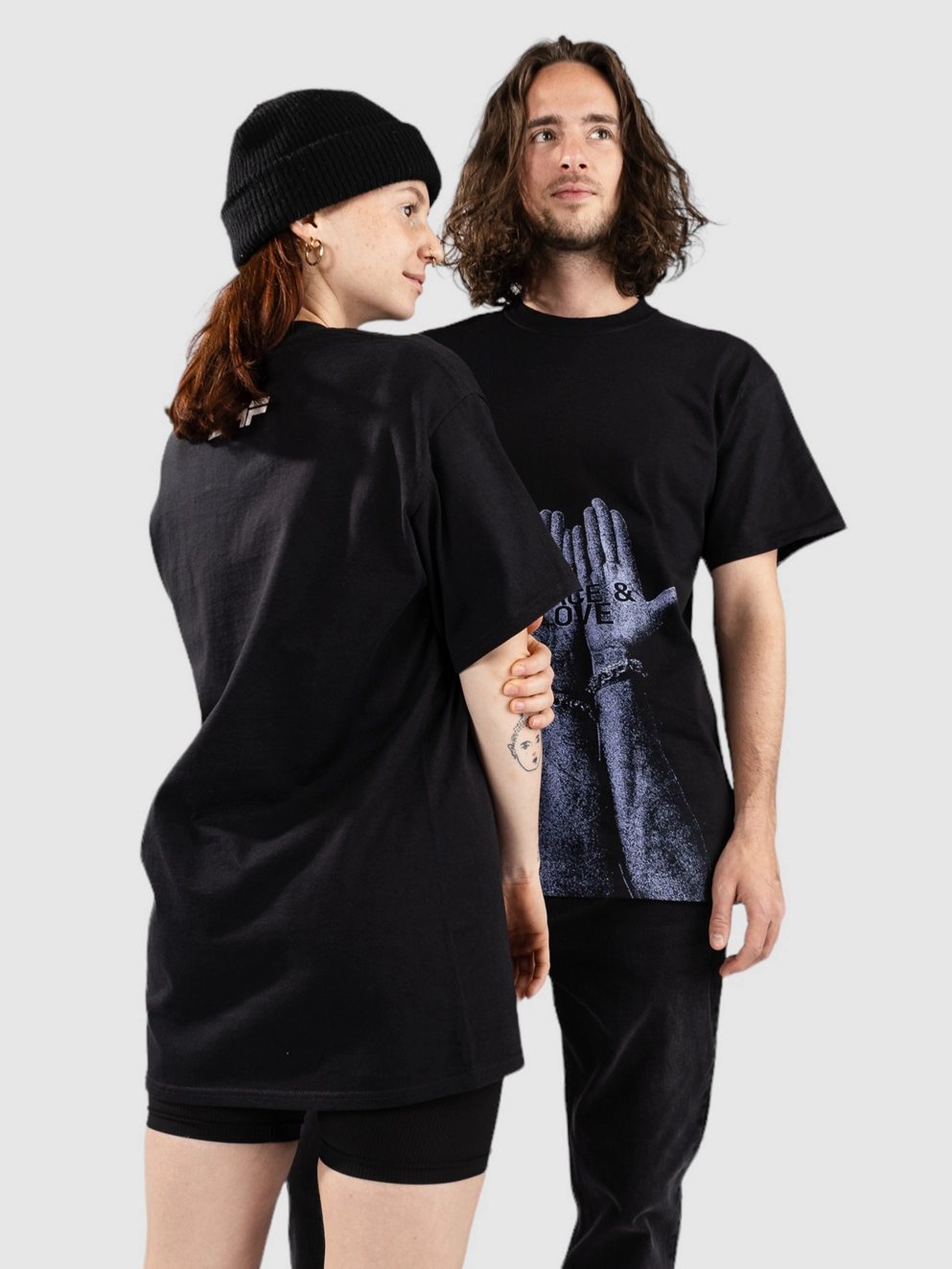 JUST HAVE FUN Peace and Love Hands T-Shirt black