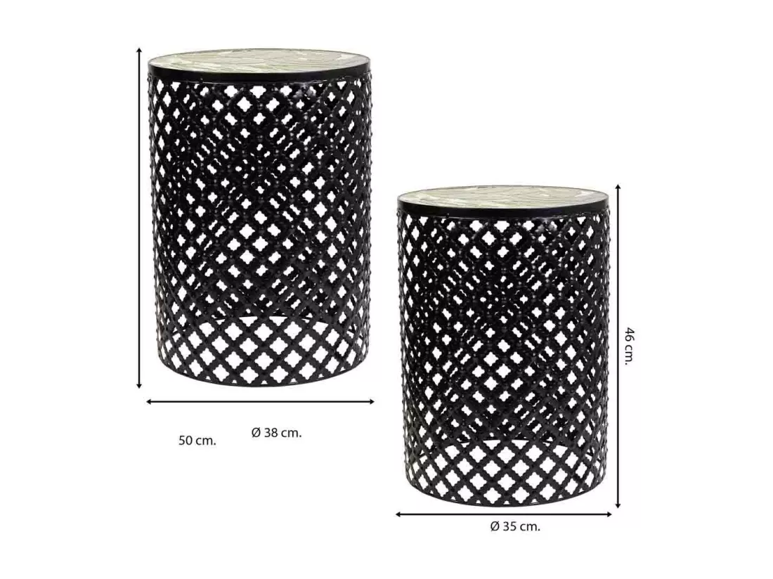 Ensemble de 2 supports en mosaïque et métal noirs