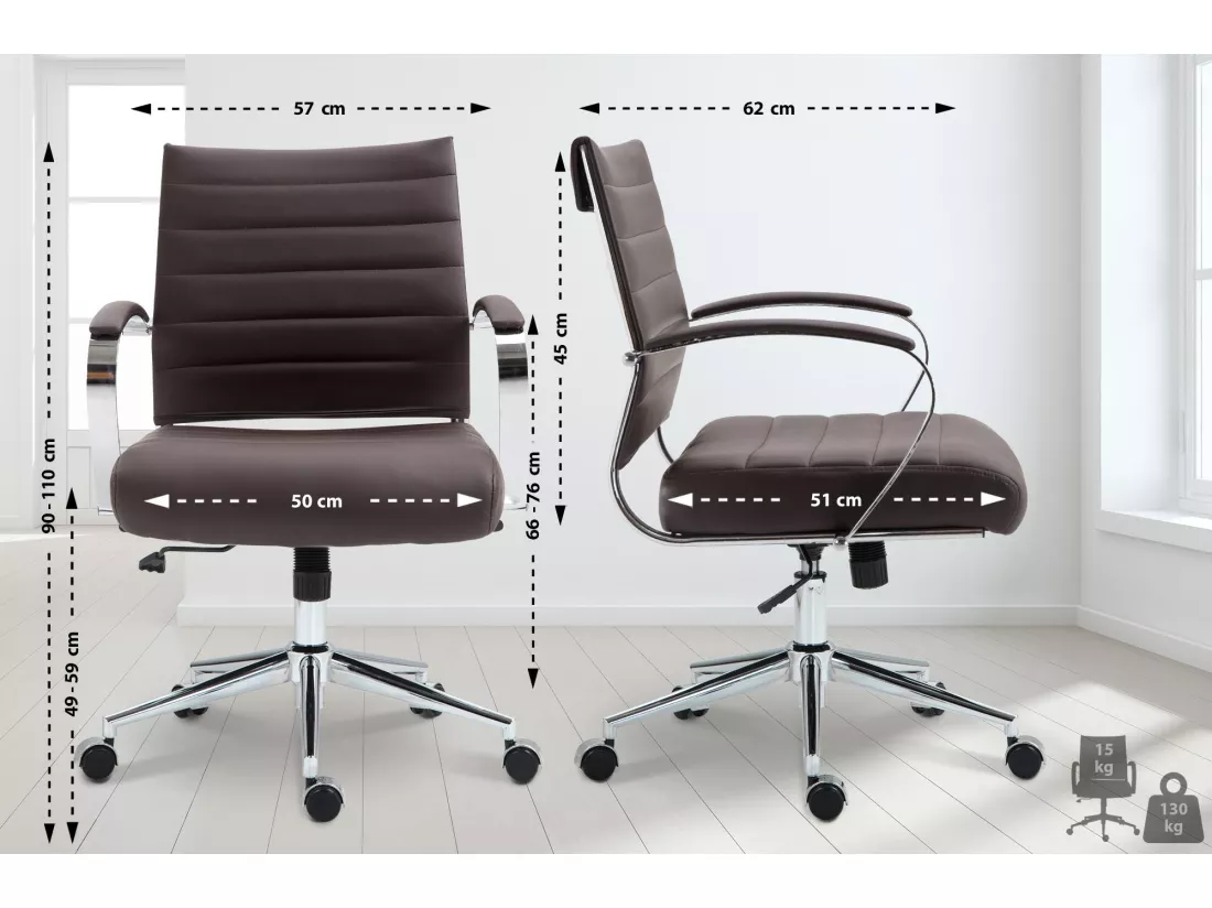 Chaise de bureau - Similicuir - Marron - Oakland