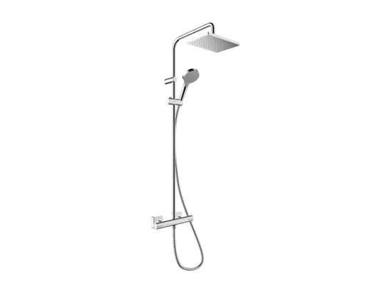 Colonne de douche thermostatique HANSGROHE Vernis Shape 230 chromé + tablette AddStoris