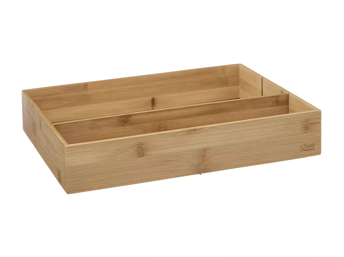 Organiseur de cuisine Range ustensile en Bambou 3 grands compartiments 28 x 38 cm