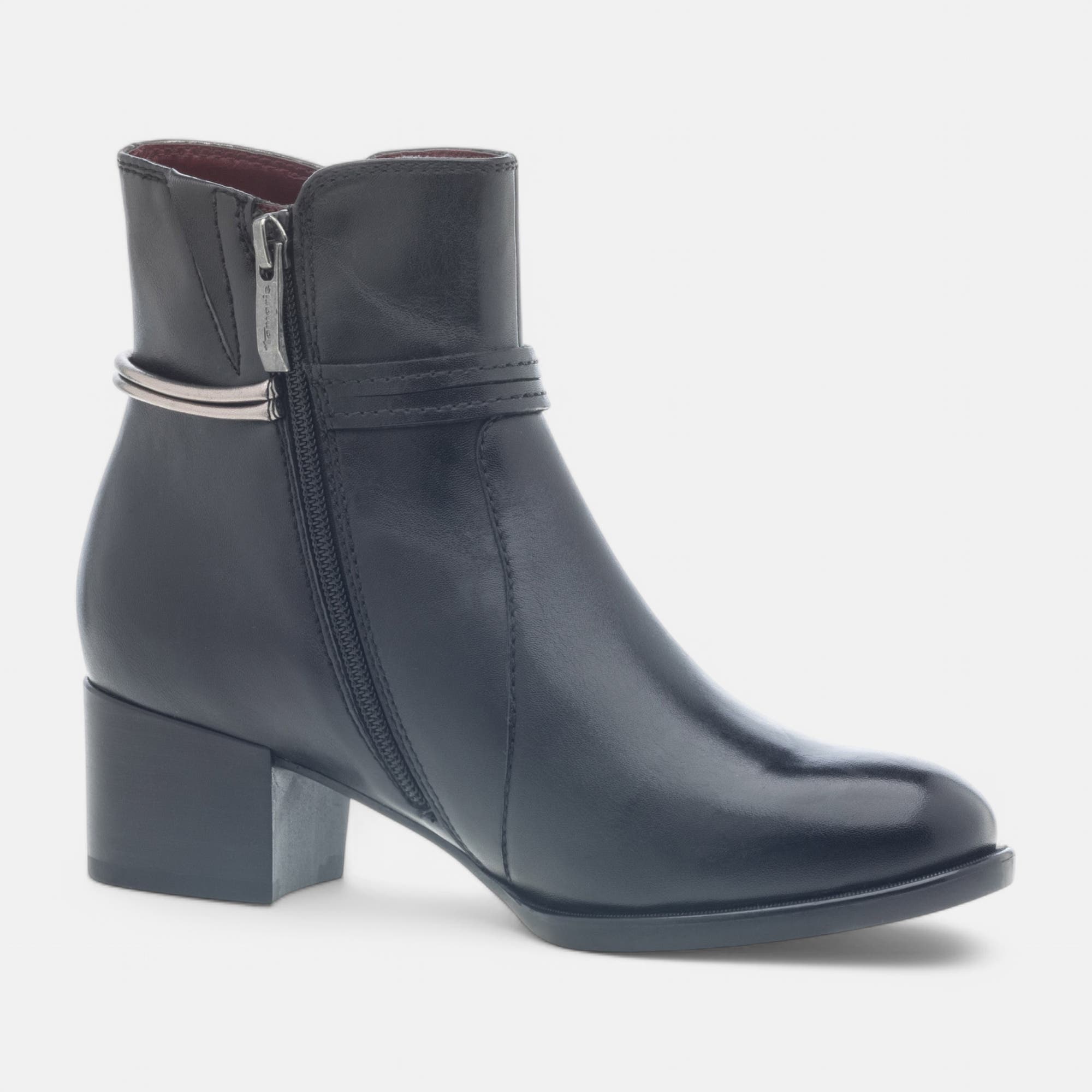 Bottines à talon Femme en cuir noir