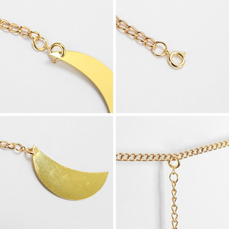 (2m) Mond Phasen Edelstahl Girlande Boho Dekoration Hygge Lifestyle Wandschmuck Accessoire - Gold